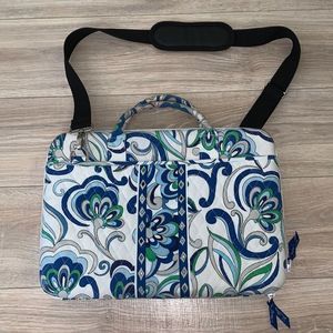 Vera Bradley white blue floral laptop carry bag